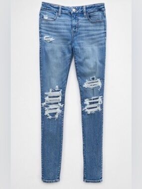 NWT American Eagle Distressed Next Level Stretch Jeggings . Sz 2 Short